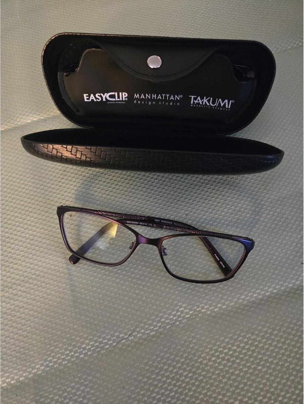 Takumi Manhattan Design Studio EasyClip Purple Eyeglasses with Magnetic Sunshade